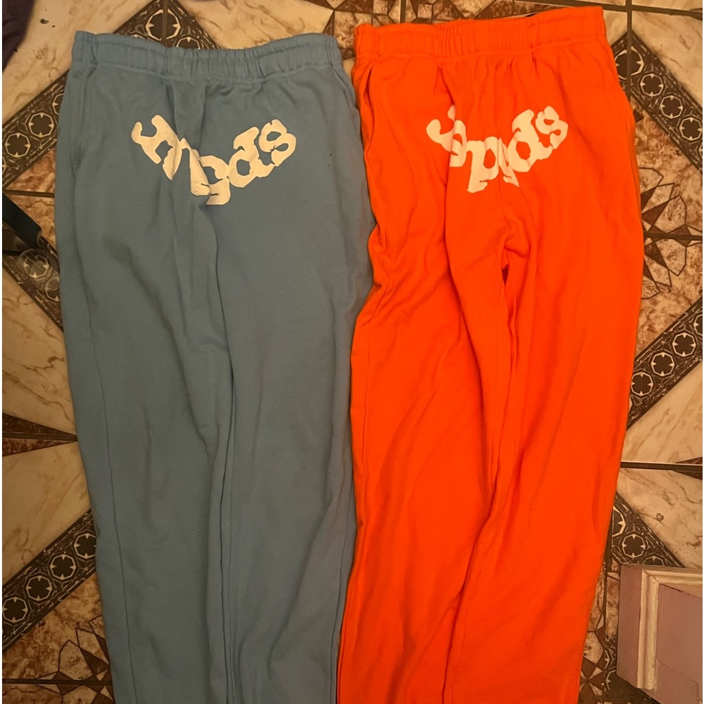 Sp5der Sweatpants Bundle(Orange and Light Blue)